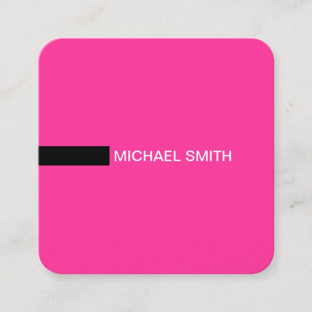 Minimalistisch Moderne Elegant Hot Pink & Black Quadratische Visitenkarte (Vorderseite)