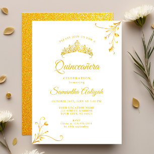 Minimalistisch Moderne Goldene Quinceanera Einladung