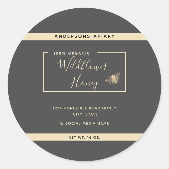 Minimalistisch Moderne Goldhhonigjar Runder Aufkleber (Vorderseite)