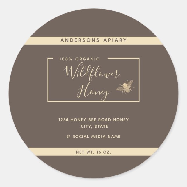 Minimalistisch Moderne Goldhhonigjar Runder Aufkleber (Vorderseite)