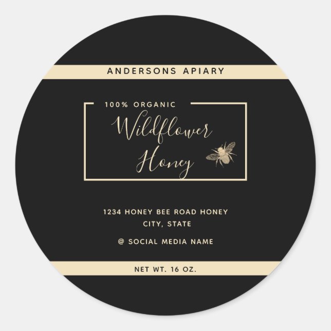 Minimalistisch Moderne Goldhhonigwanne Runder Aufkleber (Vorderseite)