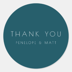 Minimalistisch Moderne Hochzeit Danke Aquamarin Runder Aufkleber