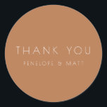 Minimalistisch Moderne Hochzeit Danke Terracotta Runder Aufkleber<br><div class="desc">Minimalistische Moderne Hochzeit Vielen Dank für Ihr klassisches Rundaufkleber in Terracotta</div>