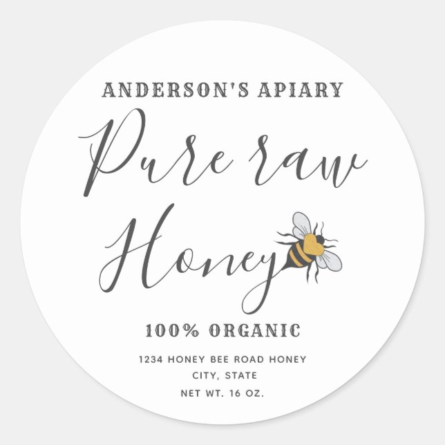 Minimalistisch Moderne Honigweine Runder Aufkleber (Vorderseite)