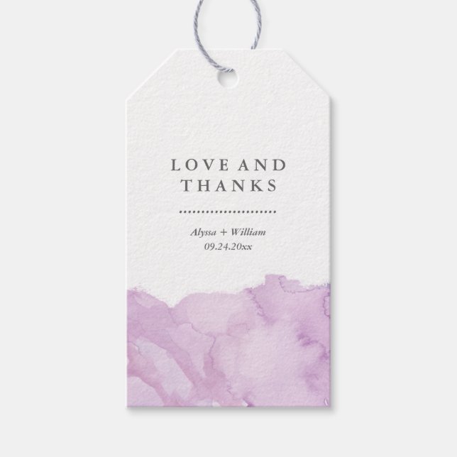 Minimalistisch Moderne Lila Aquarellfarben-Gastges Geschenkanhänger (Vorderseite)