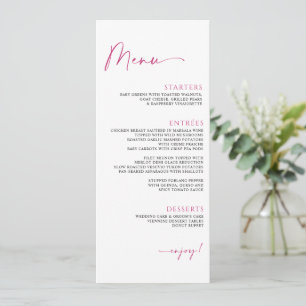 Minimalistisch Moderne Magenta Rosa Hochzeit Menükarte