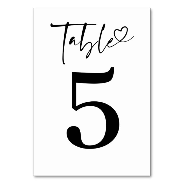 Minimalistisch Moderne Romantik elegant Tischnummer (Vorderseite)