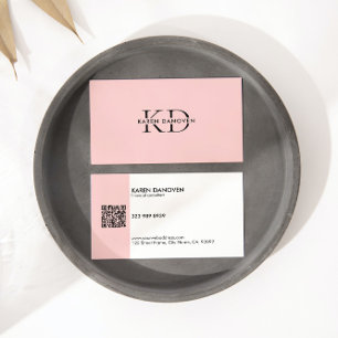 Minimalistisch-moderne rosa Monogramm Beruflich Visitenkarte
