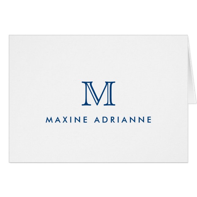 Minimalistisch-Moderne schicke Navy Blue Monogram  (Vorderseite (Horizontal))