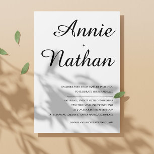 Minimalistisch Moderne Schriftart Schwarz-weiße De Einladung