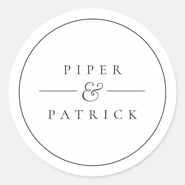 Minimalistisch Moderne Schwarz-Weiß-Hochzeit Runder Aufkleber (Vorderseite)