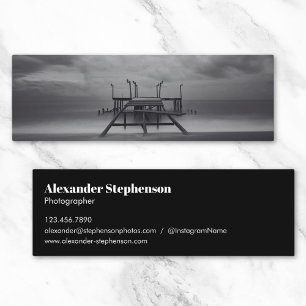Minimalistisch Moderne Schwarz Weiß Saubere Fotogr Mini Visitenkarte