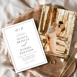 Minimalistisch Moderne Schwarz-weiße Foto Hochzeit Einladung