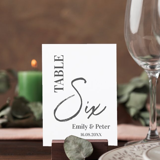 Minimalistisch Moderne Schwarz-weiße Hochzeitsstif Dankeskarte (Minimalist Modern Black White Wedding Table Number)