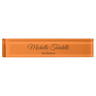 Minimalistisch-moderne Script-Kalligrafie Orange Namensplakette
