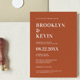 Minimalistisch Moderne Terracotta Hochzeit Einladu Einladung