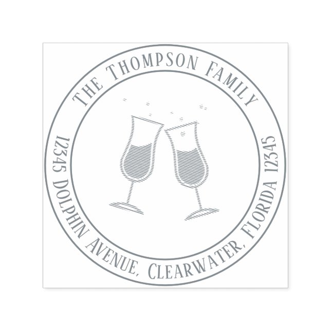 Minimalistisch Moderne Weingläser Whimsical Fun Permastempel (Design)