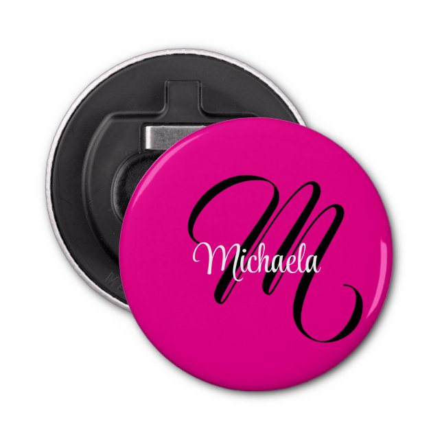 Minimalistisch moderner Monogramm Anfangsname heiß Flaschenöffner (Vorderseite)