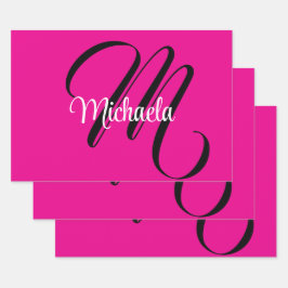 Minimalistisch moderner Monogramm Anfangsname heiß Geschenkpapier Set