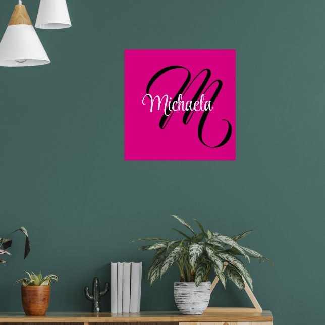 Minimalistisch moderner Monogramm Anfangsname heiß Poster (Wohnzimmer 1)