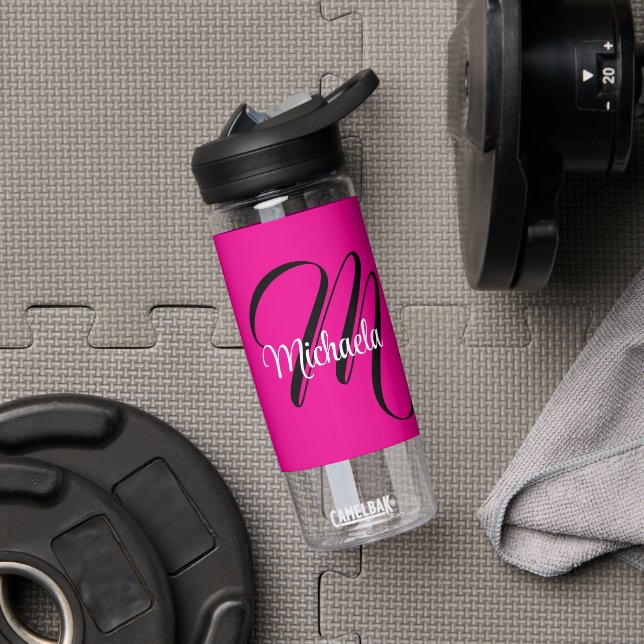 Minimalistisch moderner Monogramm Anfangsname heiß Trinkflasche (Fitnessstudio)