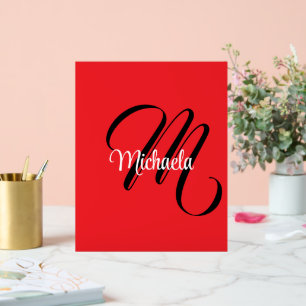Minimalistisch moderner Monogramm Anfangsname rot Acrylschild