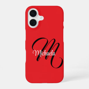 Minimalistisch moderner Monogramm Anfangsname rot iPhone 16 Hülle