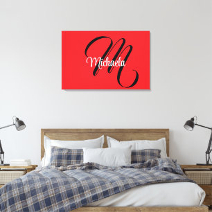 Minimalistisch moderner Monogramm Anfangsname rot Leinwanddruck