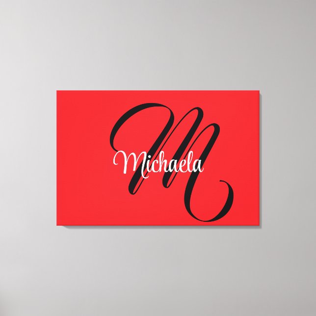 Minimalistisch moderner Monogramm Anfangsname rot Leinwanddruck (Vorderseite)