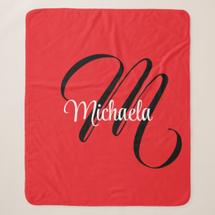 Minimalistisch moderner Monogramm Anfangsname rot Sherpadecke