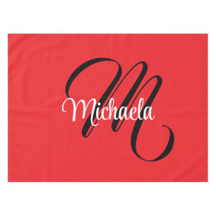 Minimalistisch moderner Monogramm Anfangsname rot Tischdecke