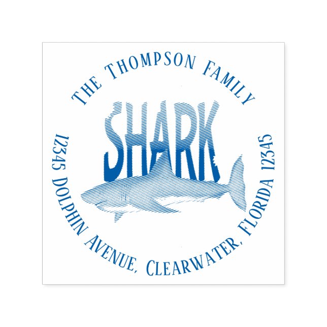 Minimalistisch Moderner Ozeanhai Einfach Niedlich Permastempel (Design)
