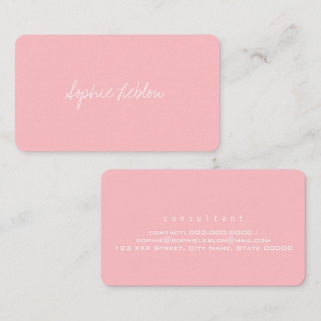 Minimalistisch moderner Rosa-Berater Visitenkarte (Vorne/Hinten)