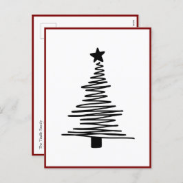 Minimalistisch Moderner Schwarzer Weihnachtsbaum W Feiertagspostkarte