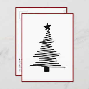 Minimalistisch Moderner Schwarzer Weihnachtsbaum W Feiertagspostkarte