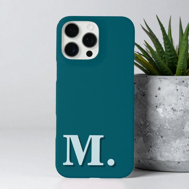 Minimalistisch Modernes Aquamarines Monogramm Case-Mate iPhone Hülle (Von Creator hochgeladen)