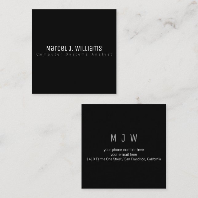 minimalistisch modernes berufliches, schlichtes Sc Quadratische Visitenkarte (Vorne/Hinten)