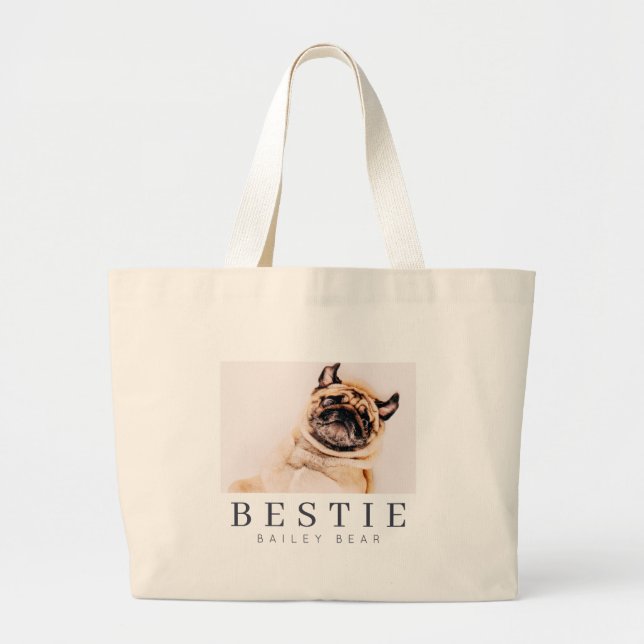 Minimalistisch Modernes Chic Pet Bestie BESTE FREU Jumbo Stoffbeutel (Vorne)