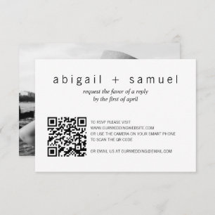 Minimalistisch-Modernes Foto QR Code Hochzeit RSVP Karte