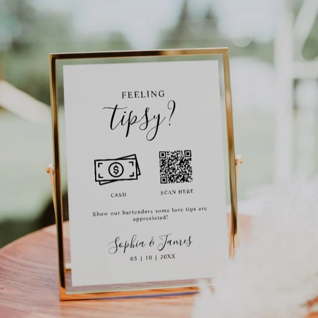 Minimalistisch Modernes Gefühl Tipsy Schilf Tipp B Einladung (Minimalist Modern Feeling Tipsy Sign Tip Bartender Invitation)