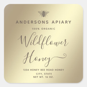 Minimalistisch Modernes Honigbienenjar Square Sti Quadratischer Aufkleber