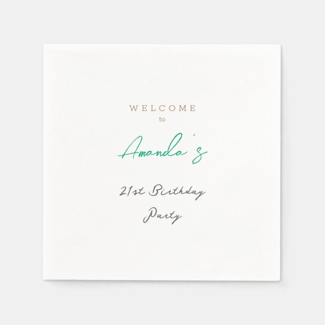 Minimalistisch Modernes Niedliche Geburtstag Party Serviette (Vorderseite)