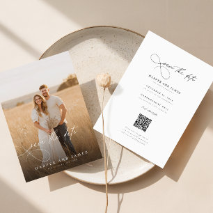 Minimalistisch-Modernes QR-Foto Save the Date Einladung