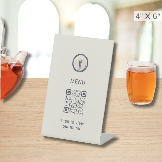 Minimalistisch-Modernes Restaurant QR-Code Sockelschild (Von Creator hochgeladen)