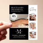 Minimalistisch Modernes Salon Beauty Business Mark Flyer<br><div class="desc">Minimalistischer Beauty Business Marketing Flyer mit Platz für Ihr Monogramm oder Logo, Services, Kontaktdetails und eine Foto Collage. Diese berufliche Wellness-Center- oder Salonbroschüre erleichtert die Werbung für Schminken, Wimpern, Brows, Nägel oder andere Dienstleistungen und bietet interessante Rabatte für potenzielle Kunden. *Fotos sind nur Platzhalter, Sie können durch eigene hochauflösende Foto...</div>