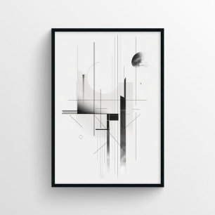 Minimalistisch Modernes Schwarz/Weiß Abstrakt Poster