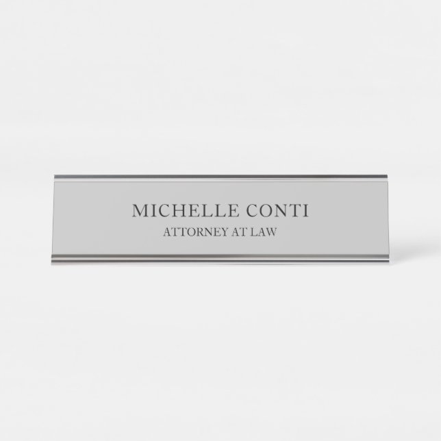 Minimalistisch Modernes, stilvolles Berufliches Si Schreibtischnamensplakette (Vorderseite )