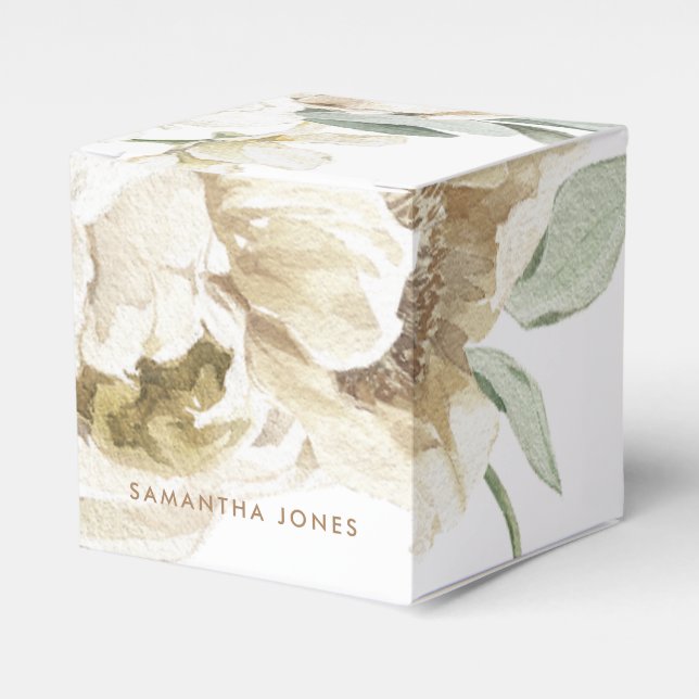 Minimalistisch Modernes Weißes Peonie-Gebirge Geschenkschachtel (Vorderseite)