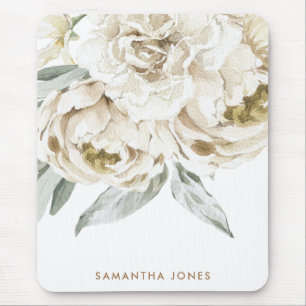 Minimalistisch Modernes Weißes Peonie-Gebirge Mousepad