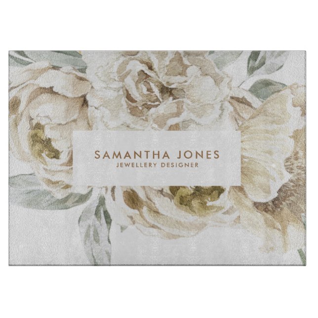 Minimalistisch Modernes Weißes Peonie-Gebirge Schneidebrett (Vorderseite)